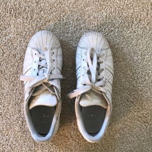 all white adidas superstars